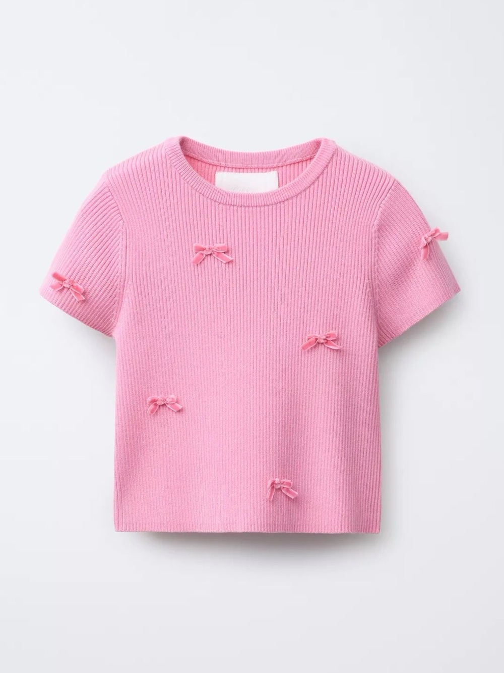Zara Pink Ribbed Bow Tee 11/12